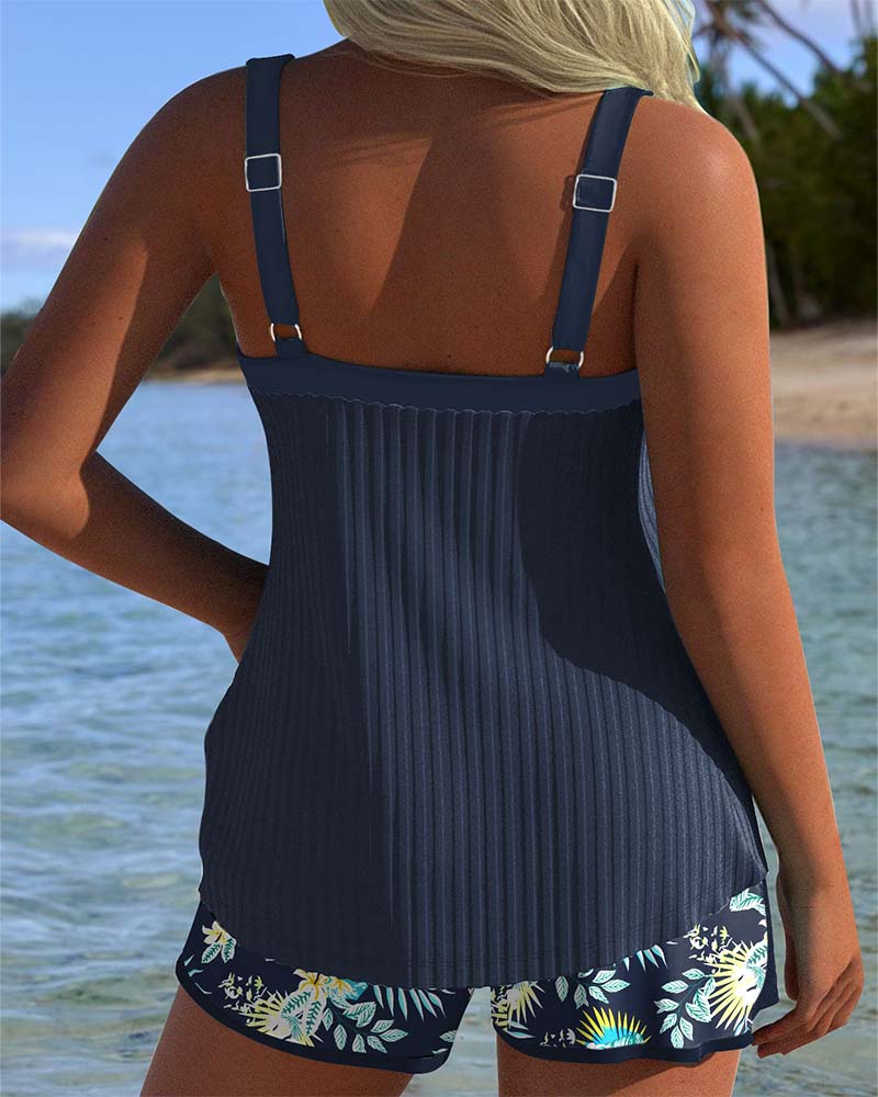Lana | Striped Two-Piece Tankini with Beach Shorts