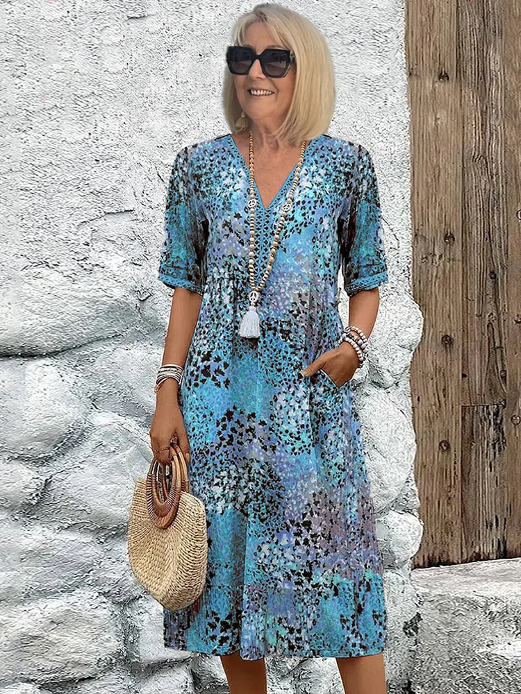 Susan - Vibrant Midi Dress with Elegant Tummy Coverage