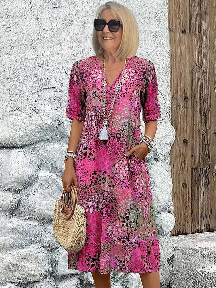 Susan - Vibrant Midi Dress with Elegant Tummy Coverage