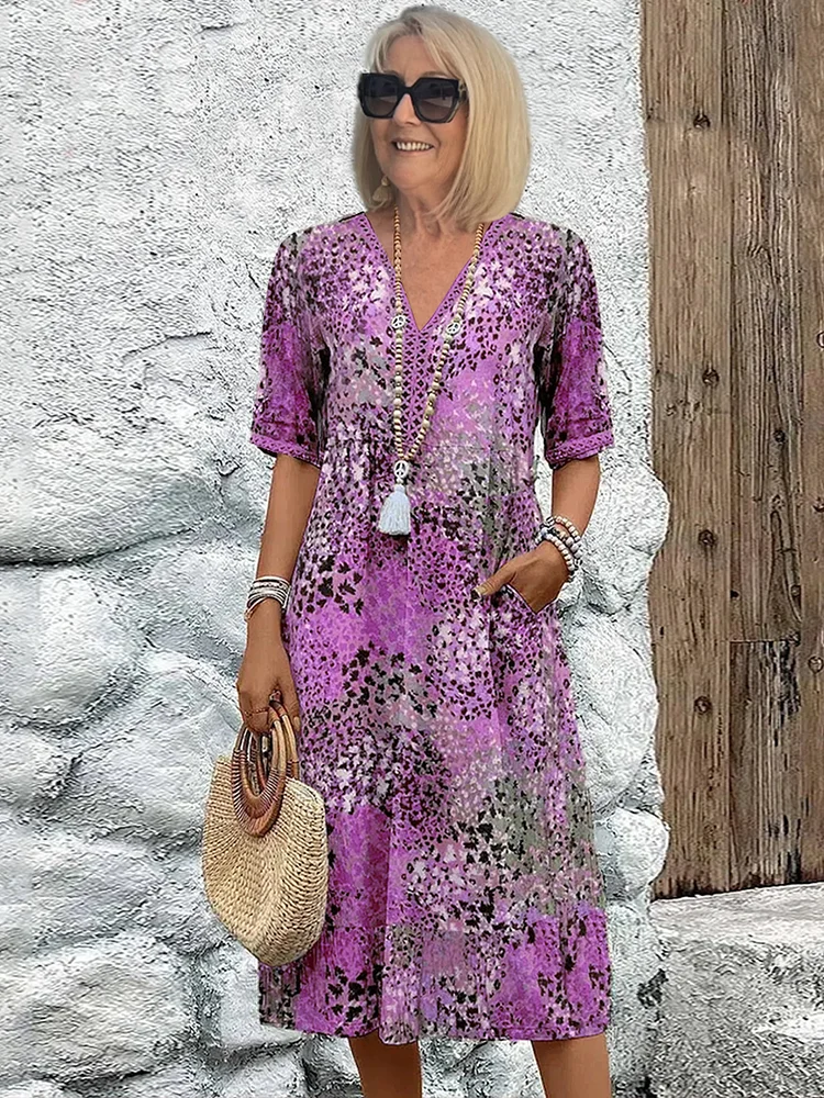 Susan - Vibrant Midi Dress with Elegant Tummy Coverage