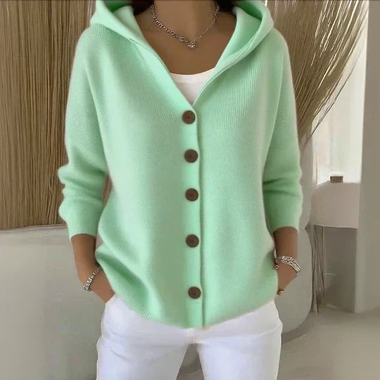 Darienne - Hooded Button-Up Knit Cardigan
