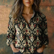 Retro Floral Print Blouse