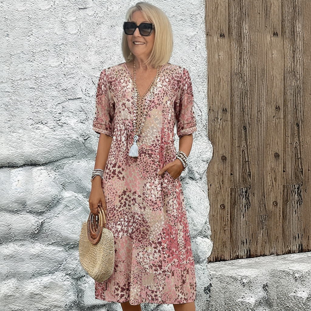Rachel - Elegant Printed Midi Dress