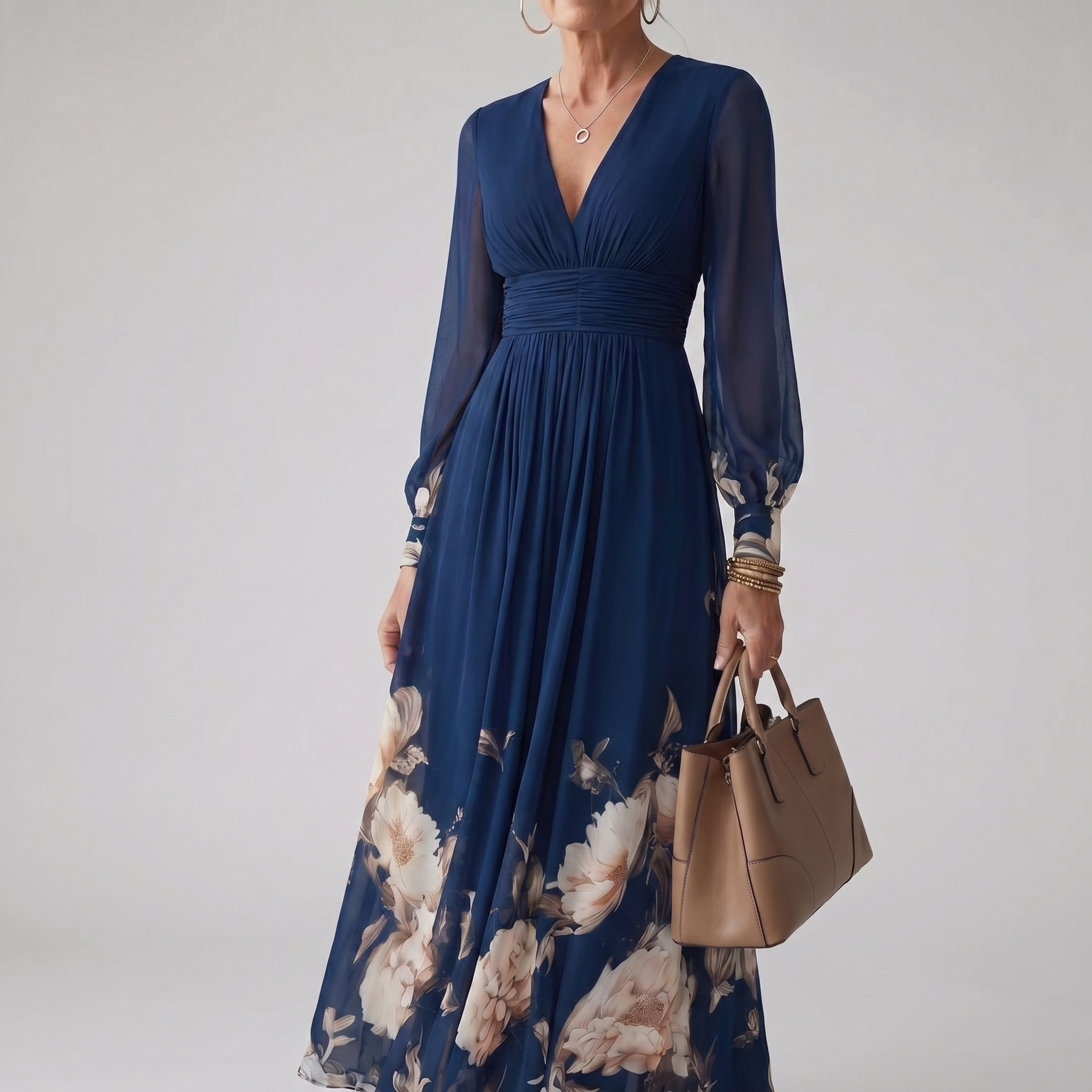 Lilly | Navy Floral Comfortable Maxi Dress