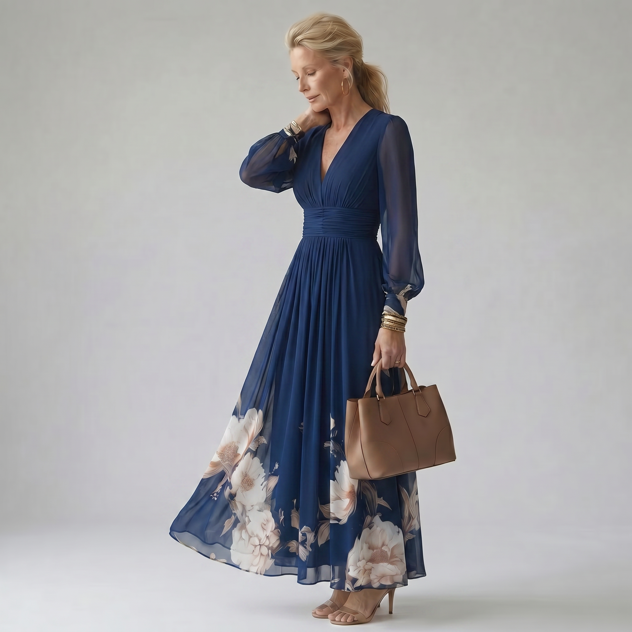 Lilly | Navy Floral Comfortable Maxi Dress
