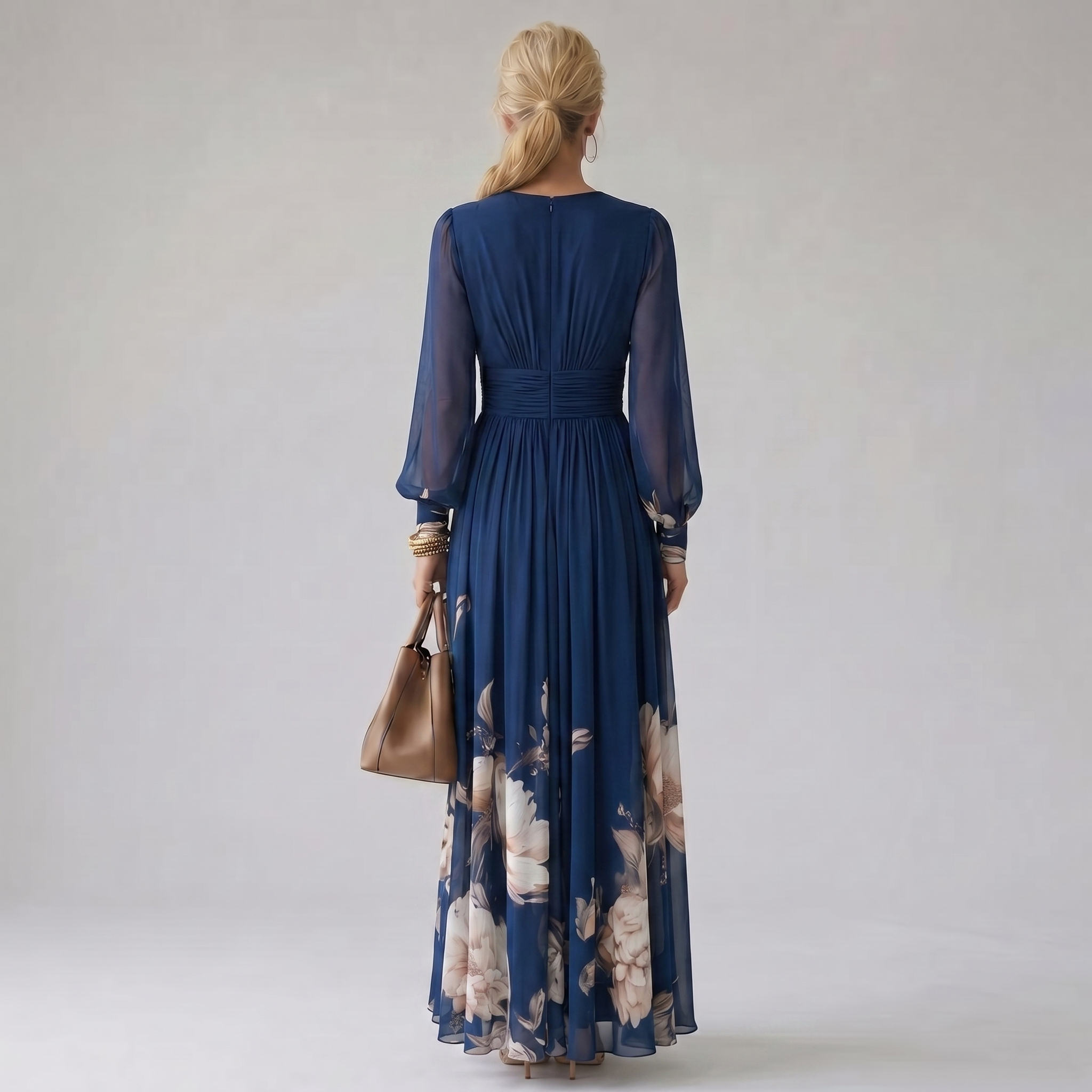 Lilly | Navy Floral Comfortable Maxi Dress