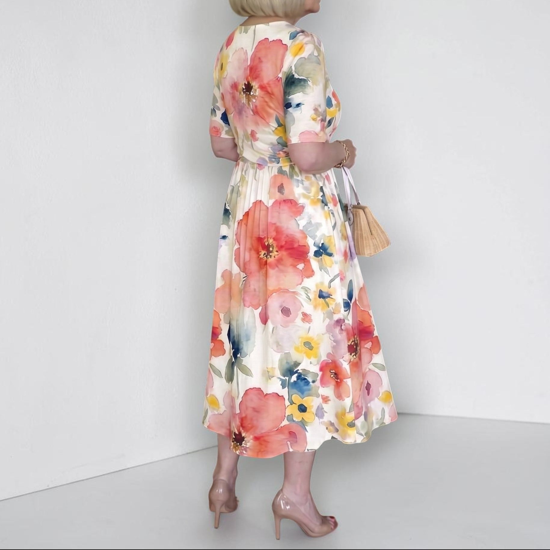 Colleen | Watercolor Floral Midi Dress