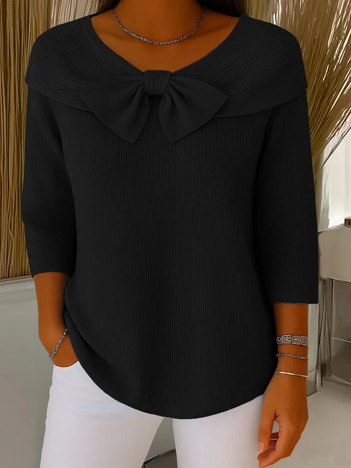Tivella - Sweater with Bow and Round Neckline