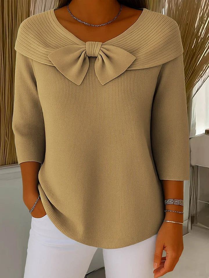 Tivella - Sweater with Bow and Round Neckline