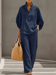 Sophie – Batwing Sleeve Top and Wide-Leg Trousers Set