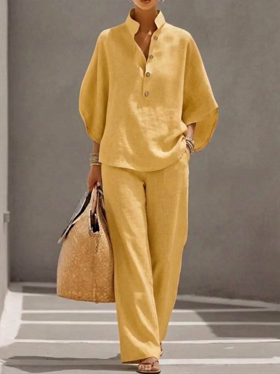 Sophie – Batwing Sleeve Top and Wide-Leg Trousers Set