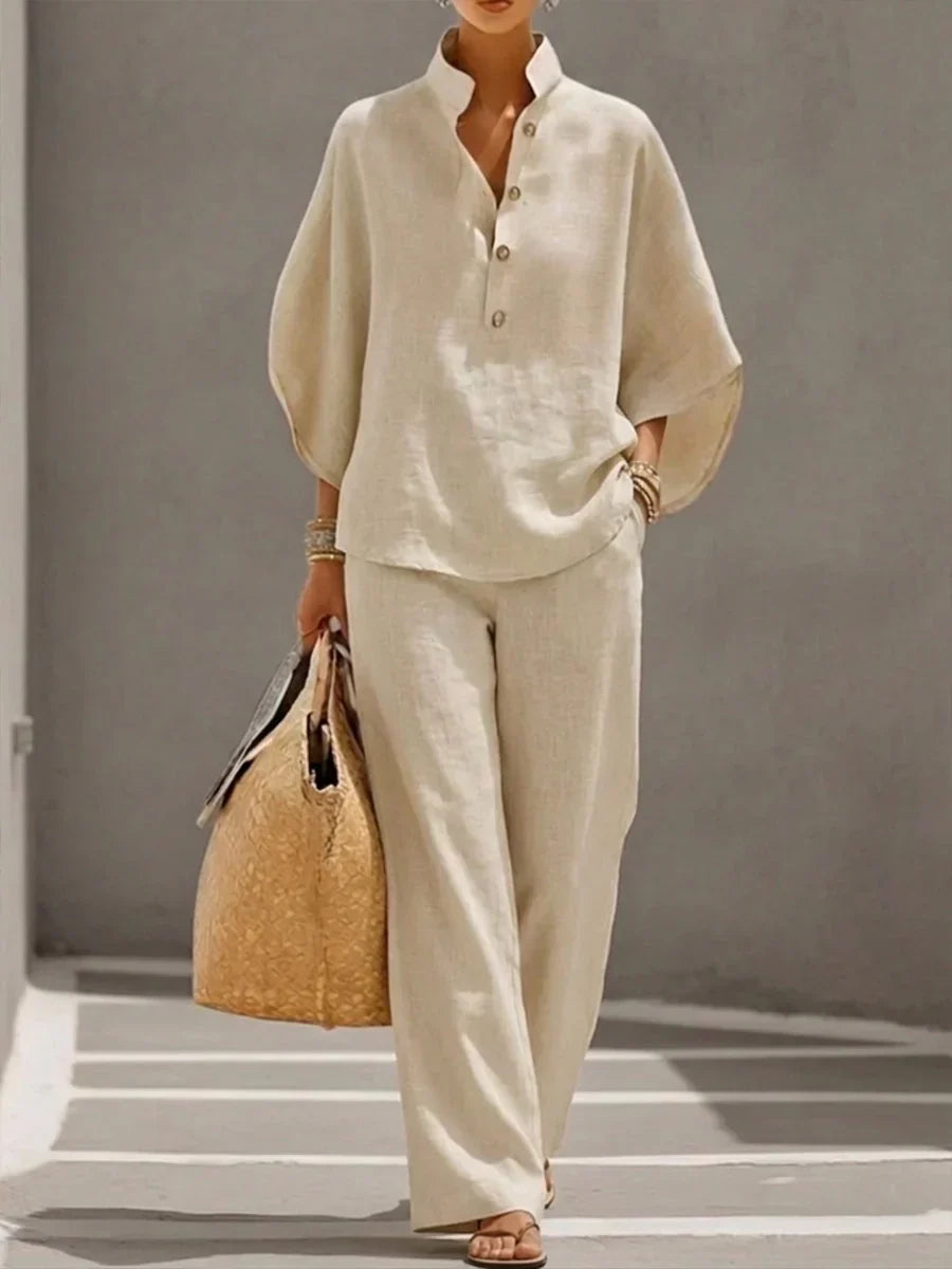 Sophie – Batwing Sleeve Top and Wide-Leg Trousers Set