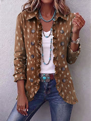 Nolinda - Bohemian Animal-Print Ruffled Jacket