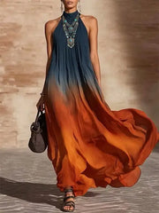 Paula - Gradient Halterneck V-Neck Maxi Dress