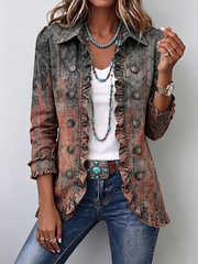 Bristow - Vintage Gradient Textured Print Ruffle Jacket