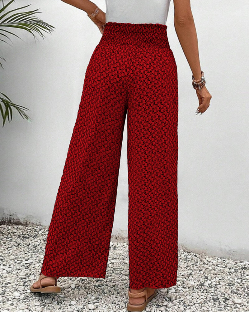 Catherine | Wide-Leg Trousers with Shirred Waistband