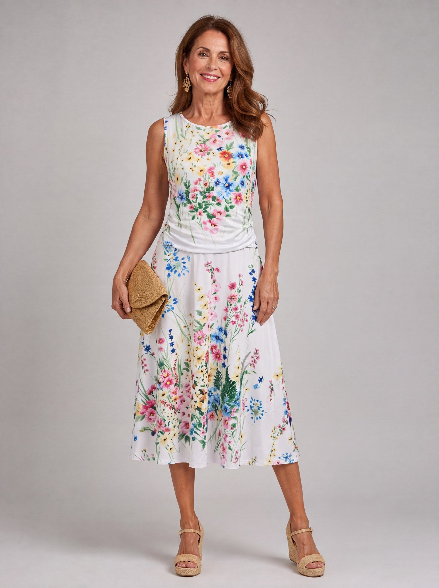 Tanya | Sleeveless Floral Midi Dress