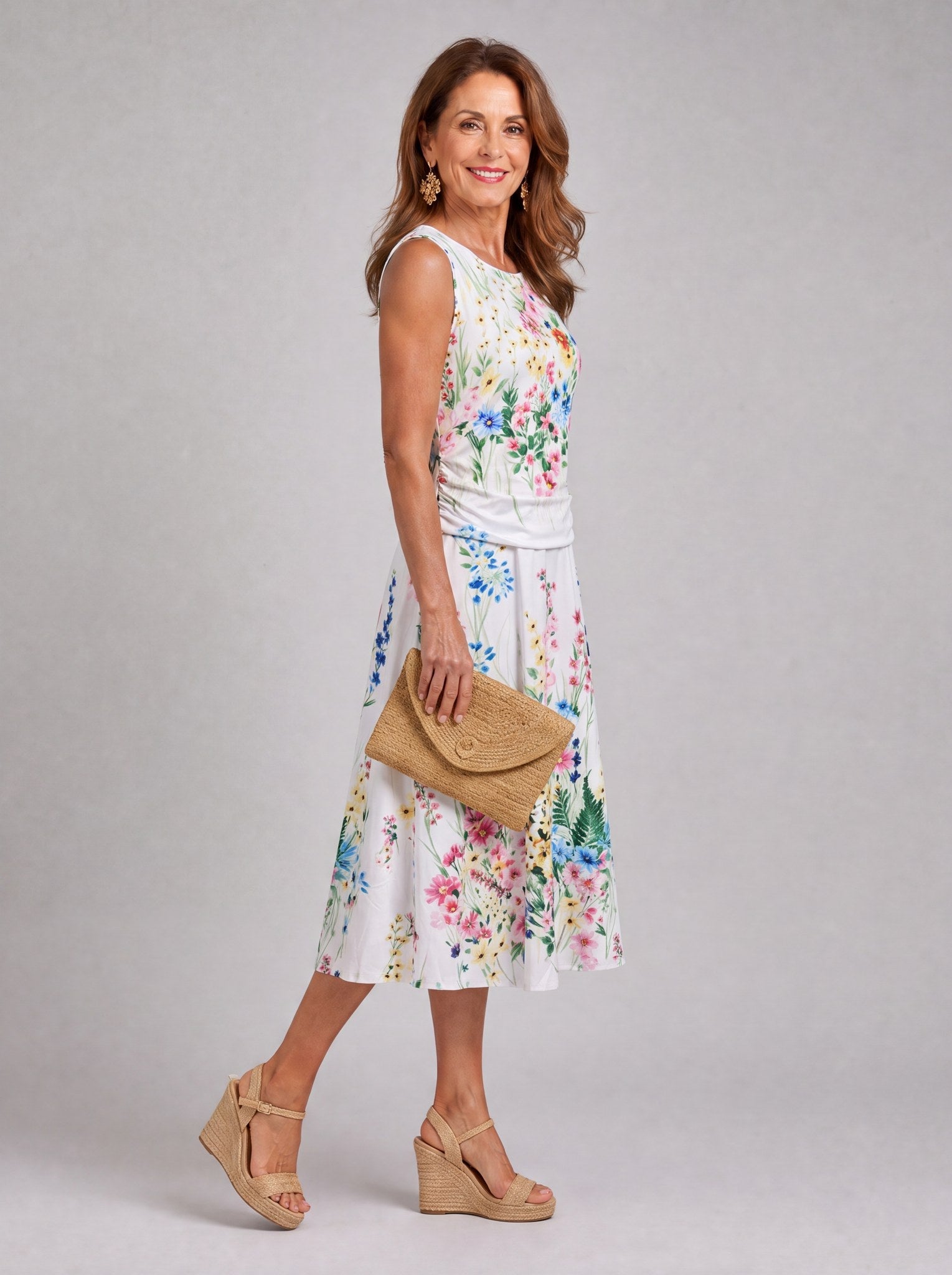 Tanya | Sleeveless Floral Midi Dress